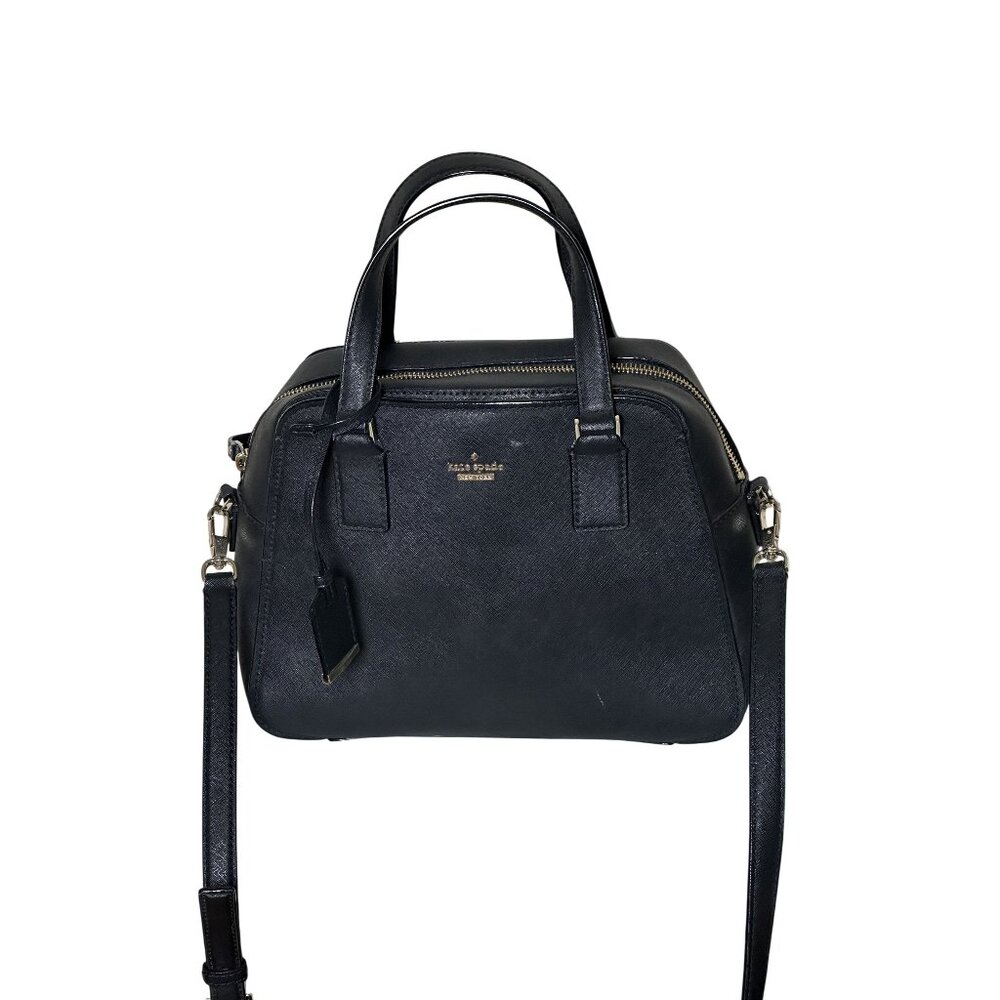 Kate Spade New York Black Saffiano Leather Satchel Crossbody Top Handle Bag